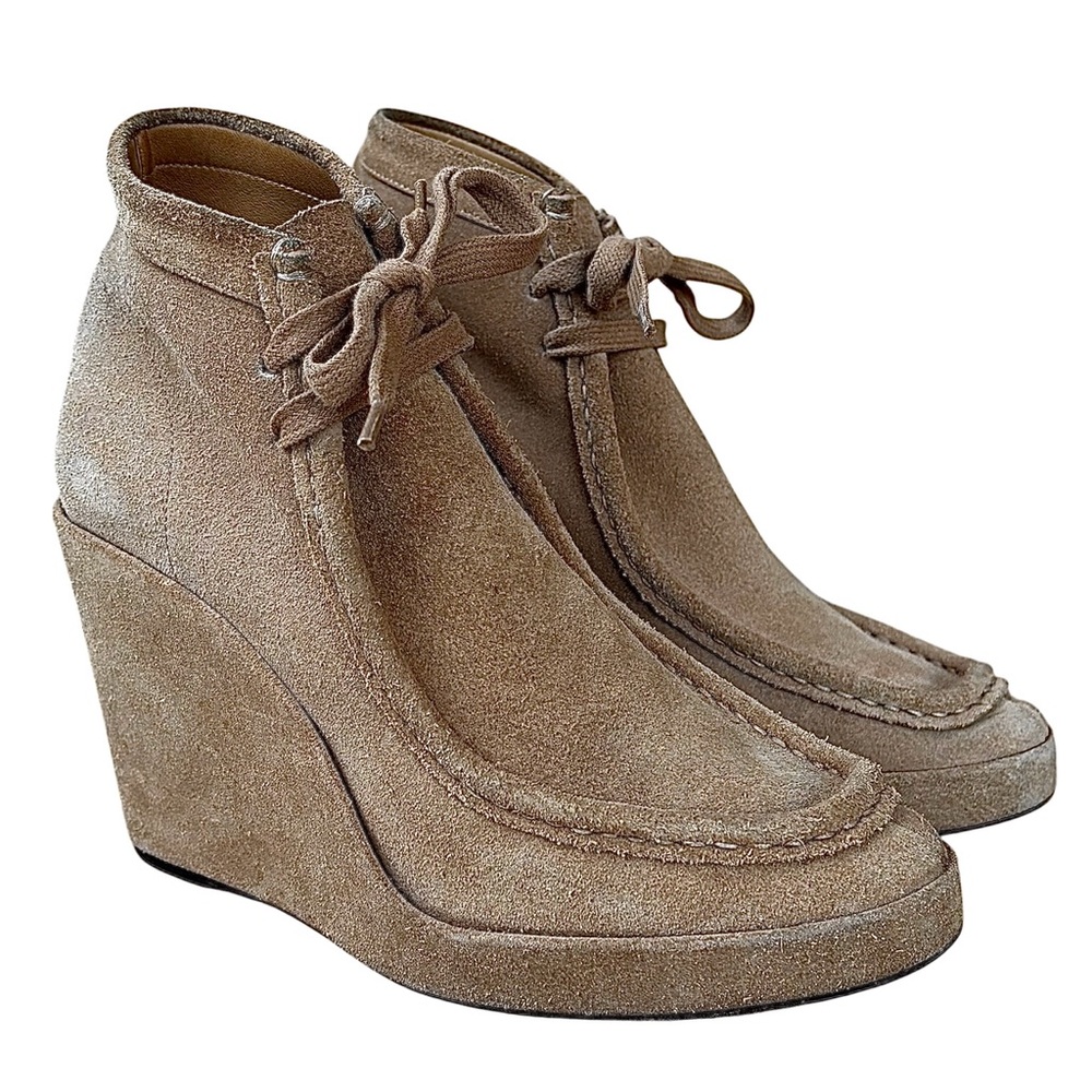 BALENCIAGA Sand Suede Lace Up Wedge Heels - Picture 3 of 14